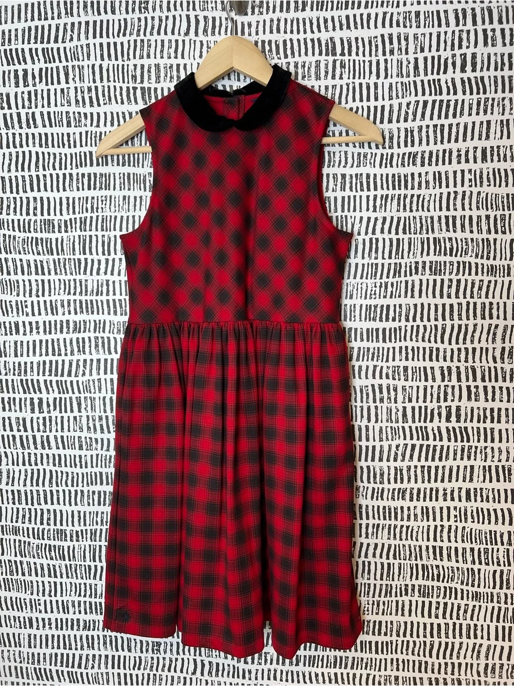 Polo Ralph Lauren red and black plaid sleeveless holiday Christmas dress